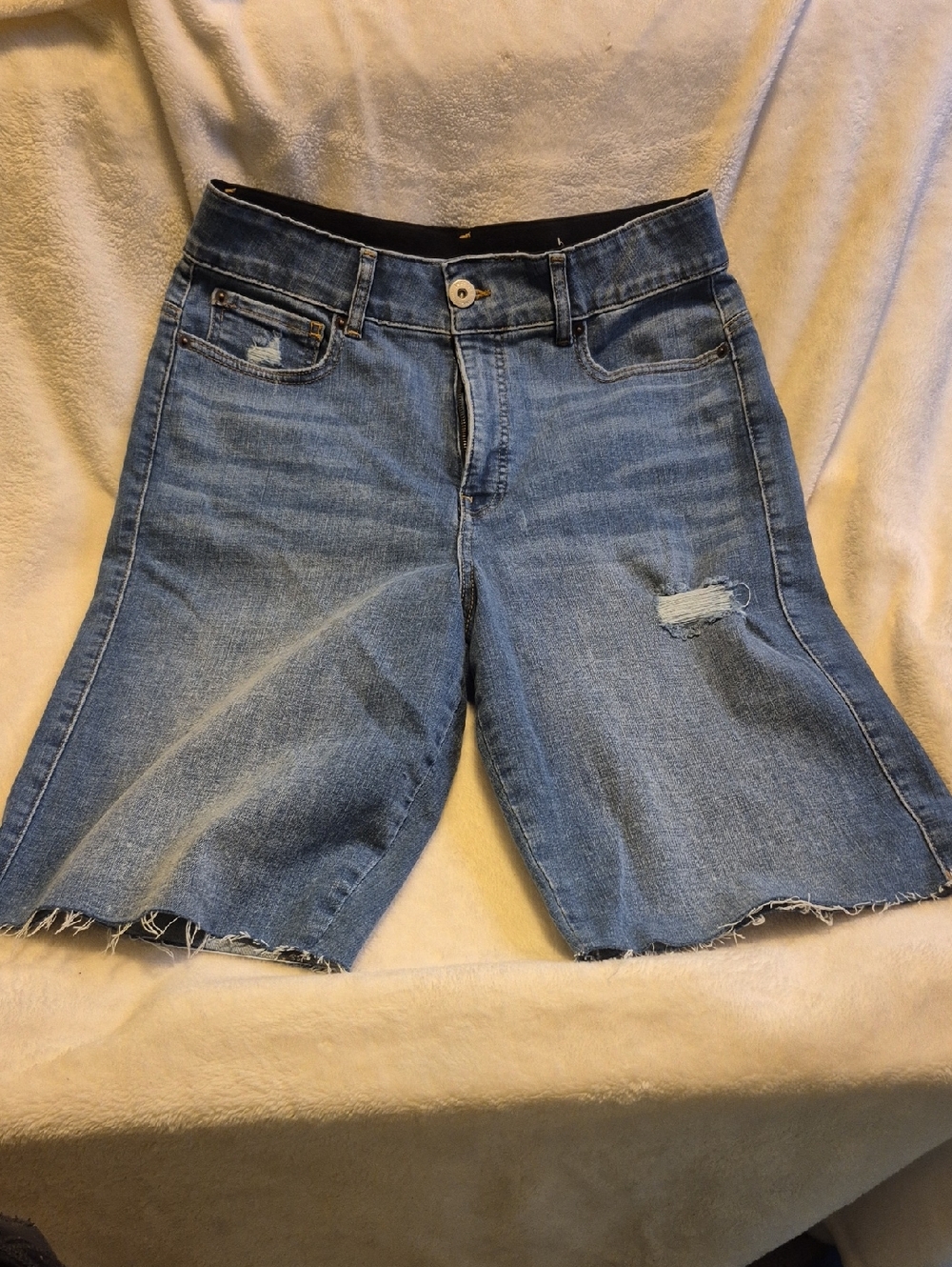 INC International Concepts Light Blue Distressed Bermuda Shorts